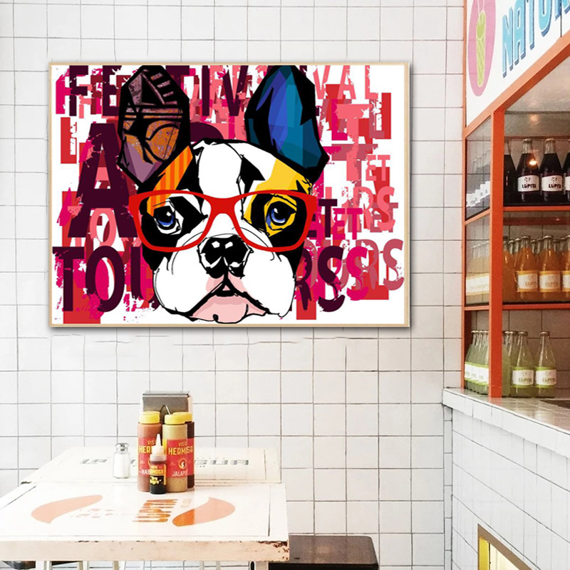 Graffiti Abstract Animal Posters Canvas Painting Funny Dog Pictures Canvas Prints Wall Art For Living Room Modern Home Decor