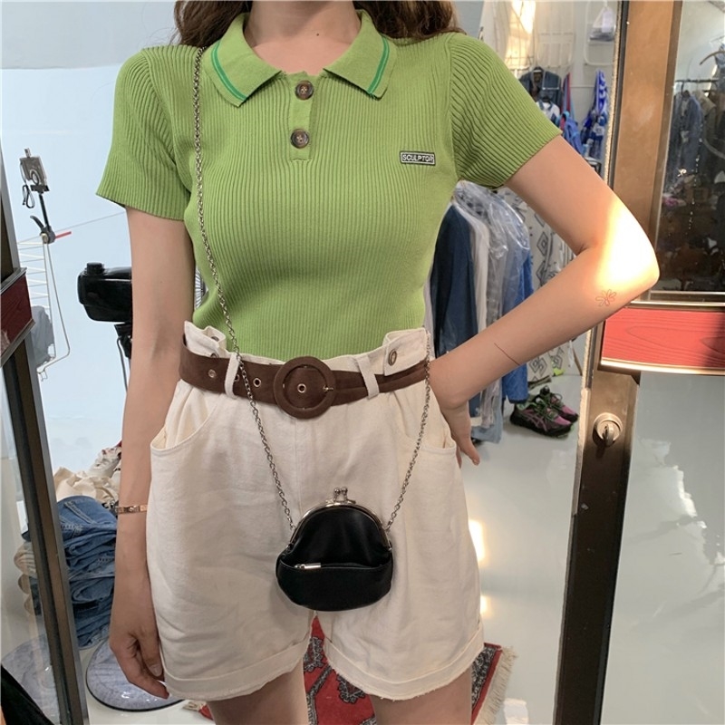 Women Retro Knitted polo shirts Spring Summer Fashion Turn-down Collar Short Sleeve Slim Knitwear Female Solid Color Elegant Tee 210601, Army green
Women Retro Knitted polo shirts Spring Summer Fashion Turn-down Collar Short Sleeve Slim Knitwear Female Solid Color Elegant Tee 210601, Army green