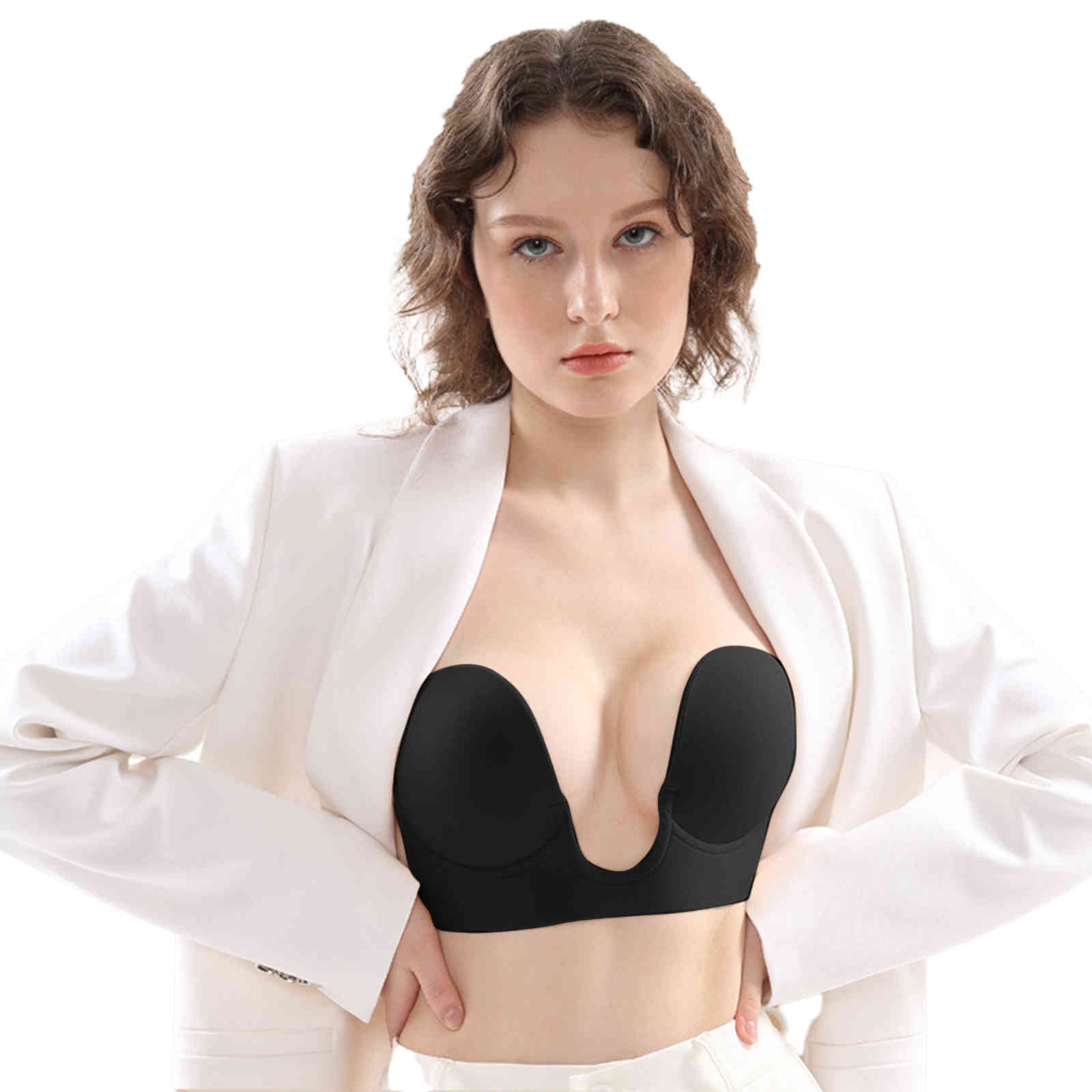Women's Non-shoulder Straps, No Steel Rims, Solid Color Underwear, Women's Sticky Bra, Half A Cup of 1/2 Cup Invisible Silicone 210515