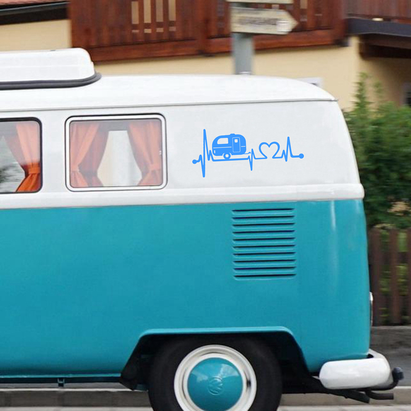 For Camper Travel Trailer Hiker Camper Heartbeat Art Decal Decoration , Tent Hiking Vinyl Sticker Camper Art Decor