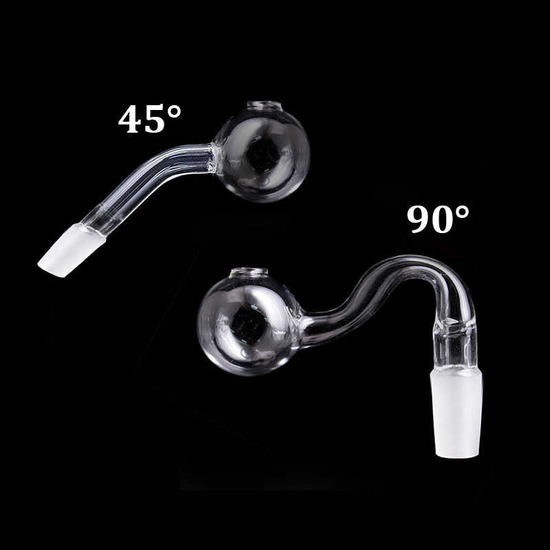 45 90 degree Thick Pyrex Glass Oil Burner pipe 10mm 14mm 18mm male female Male Female Joint For Water Pipes Bong Dab Rig oil bowl free ship