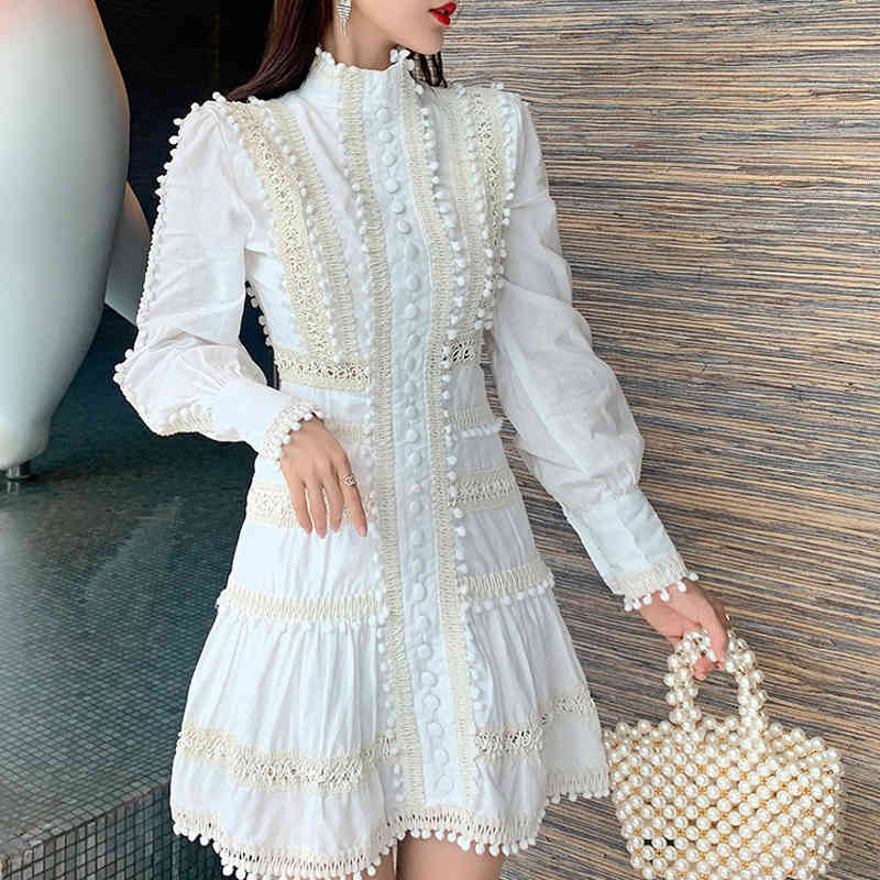 New Fashion Lace Patchwork Ruffles Hollow Out Dress Women Stand Collar Lantern Long Sleeve Buttons Ball Gown Short Dresses, Black;gray
New Fashion Lace Patchwork Ruffles Hollow Out Dress Women Stand Collar Lantern Long Sleeve Buttons Ball Gown Short Dresses, Black;gray