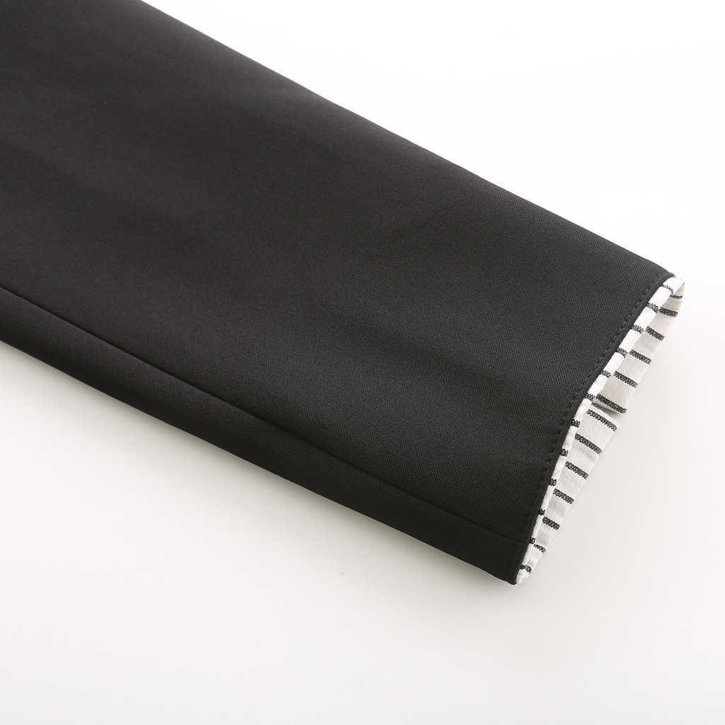 Women Blazer Spring Autumn Notched Neck Double Breasted Office Lady Slim Suit Coats Casual Striped Cuffs Large Size Blazers 210526