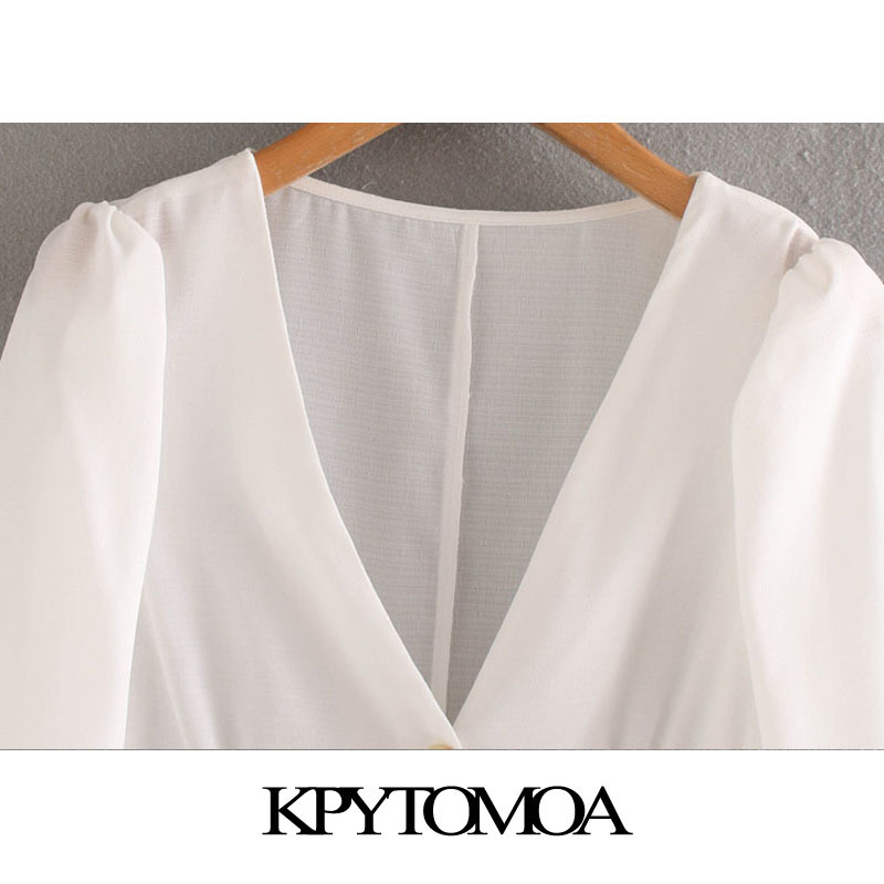Women Fashion Office Wear Button-up Blouses V Neck Half Sleeve Female Shirts Blusas Chic Tops 210420
