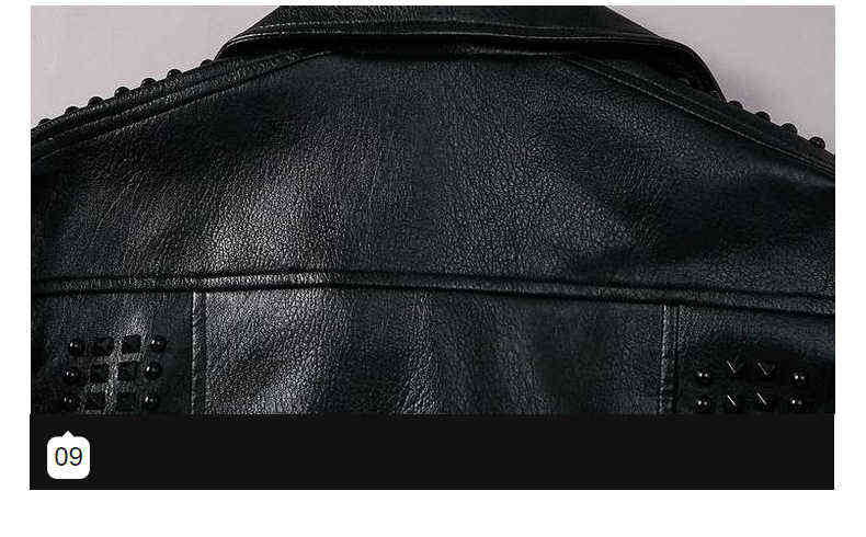 Idopy Men's Punk Leather Jackets Black Rivets Motorcycle Leather Jackets Studded Gothic Slim fit Biker Leather Coat for Male 211111