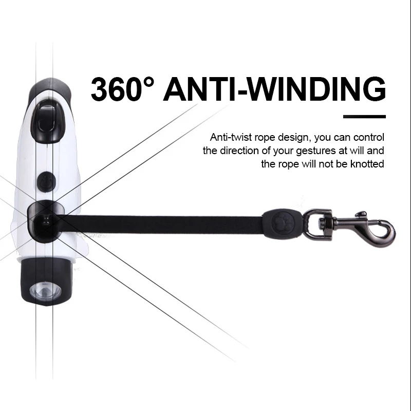 Pet supplies dog automatic retractable fiber traction belt night safety LED light automatic stretching