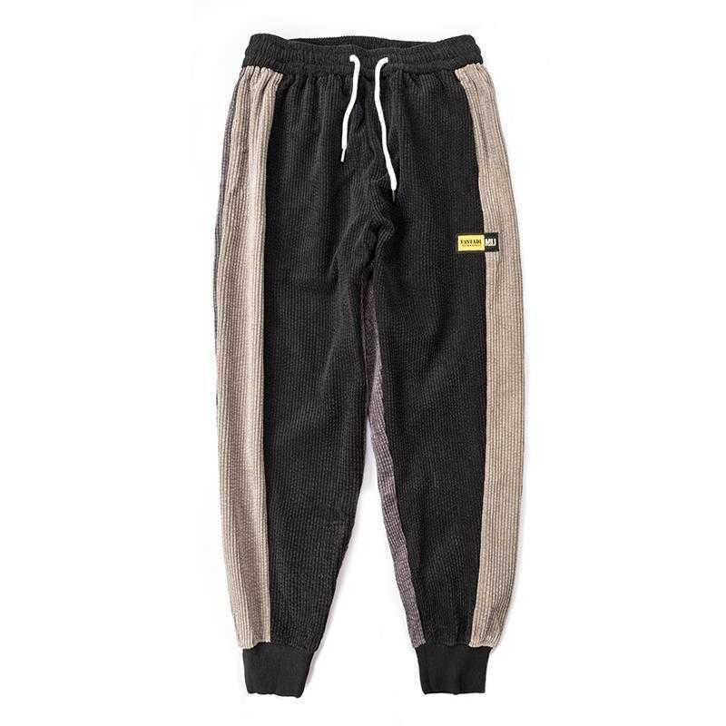 Spring Corduroy Pants Loose Spring /Autumn Cargo Pants Color Blocking Patchwork Hip Hop Sports Trousers Male Streetwear Joggers Y0927