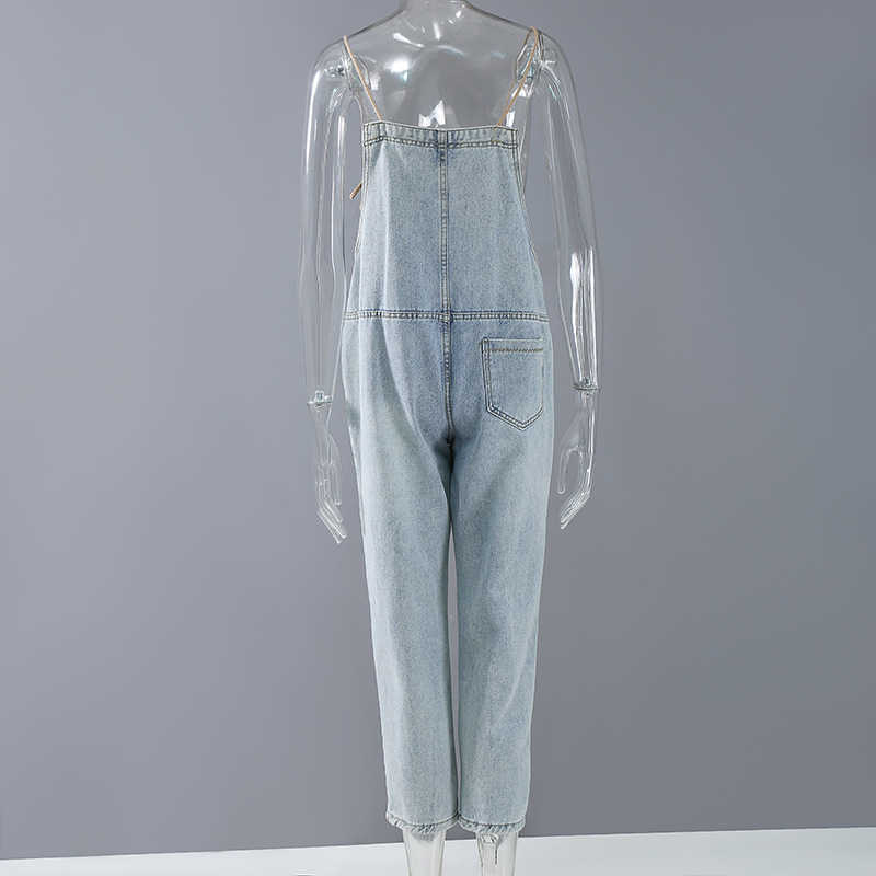 Fresh High Waist Bandage Denim Overalls for Women Loose Casual Stright Silm Belt Jeans Fashion All-match Pants Summer 210525