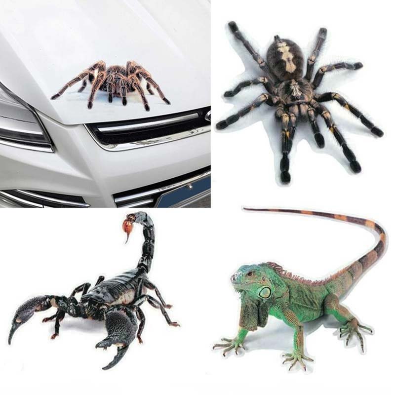 3D Spider Lizard Scorpion Sticker Vehicle Animal Pattern Stickers Waterproof Car Spiders Decal Decor Accessories