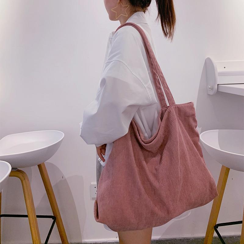 Evening Bags Retro Corduroy Women Shopper Bag Reusable Shoulder Big Handbag Large-Capacity Female Solid Color Tote Shopping 
Evening Bags Retro Corduroy Women Shopper Bag Reusable Shoulder Big Handbag Large-Capacity Female Solid Color Tote Shopping