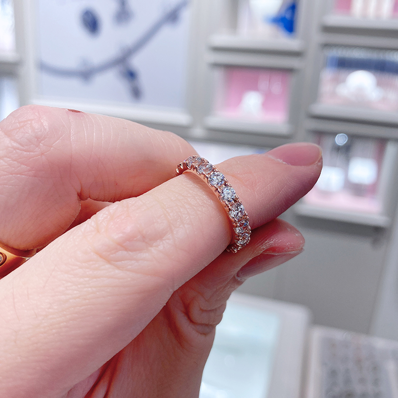 Rose Gold Plated Sparkling Row Eternity Ring with Clear Cubic Zirconia Fit P Jewelry Engagement Wedding Lovers Fashion Ring For Women