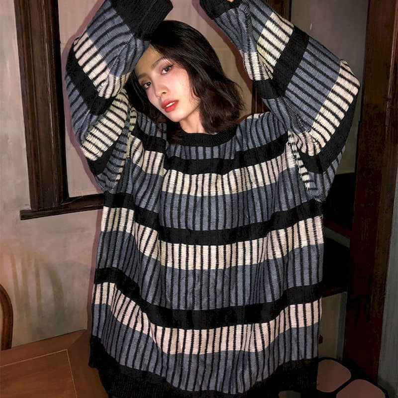 women's sweaters spring autumn for women plus size long sleeve oversize korean clothes vintage harajuku o-neck striped veus, White;black
women's sweaters spring autumn for women plus size long sleeve oversize korean clothes vintage harajuku o-neck striped veus, White;black