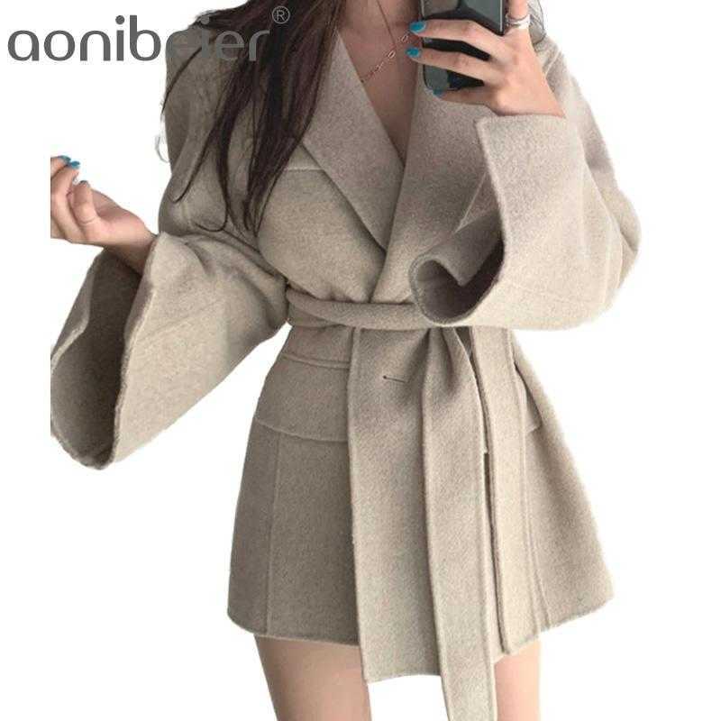 Autumn French Lapel Straight Slimming Lace-Up Waist Cardigan Long Sleeve Woolen Coat For Women Loose Casual Suit 210604, Khaki
Autumn French Lapel Straight Slimming Lace-Up Waist Cardigan Long Sleeve Woolen Coat For Women Loose Casual Suit 210604, Khaki