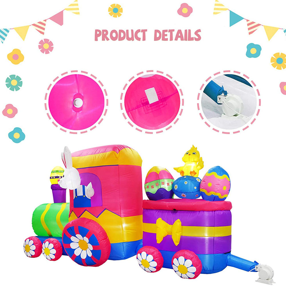Giant Easter Inflatables Bunny Train Outdoor Blow Up Holiday Party Display Colorful Yard Lawn Patio Decorations