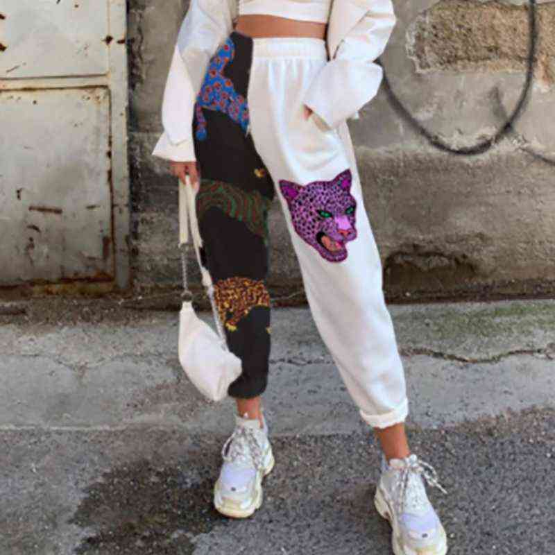 Women Loose Printing Casual Trousers Spring Autumn Elastic Waist Ladies Pencil Pants Plus Size 3XL Streetwear Drop 211115