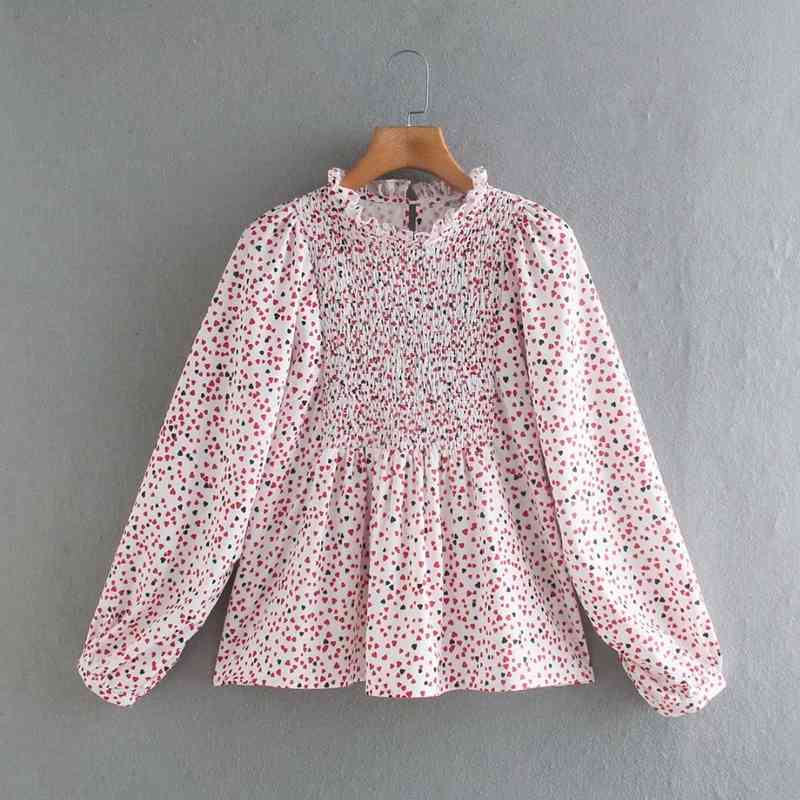 Ladies Puff Sleeve Floral Print Shirts Loose Pleated Preppy Style Sweet Blouse Women Casual Spring Tops NX9933 210525, Pink
Ladies Puff Sleeve Floral Print Shirts Loose Pleated Preppy Style Sweet Blouse Women Casual Spring Tops NX9933 210525, Pink