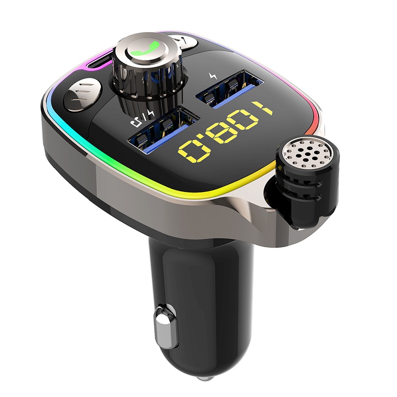 Bluetooth Car Kit Charger Wireless BT 5.0 Auto FM Transmitter Hands Free Calling With 5V/3.6A PD+Double USB Ports