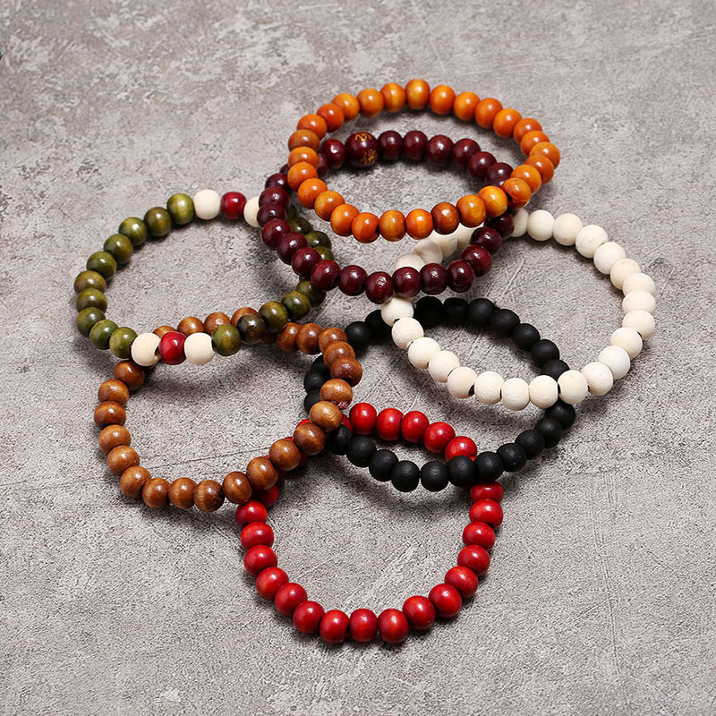 Handmade Wooden Beaded Strands Charm Bracelets Elastic Jewelry For Men Women Lover Bangle Party Club Decor Accessories