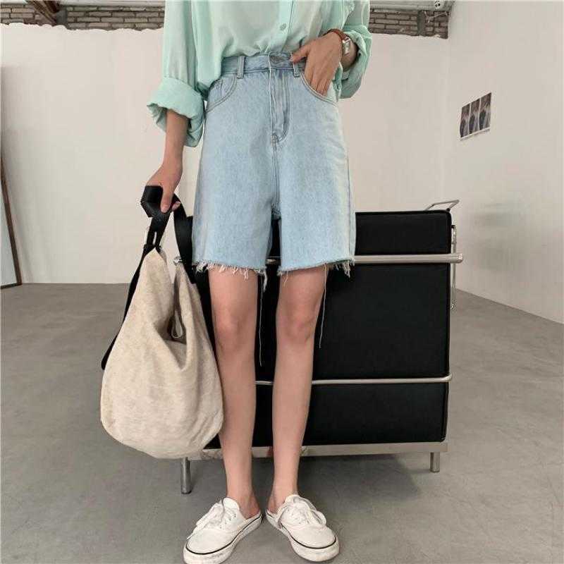 Genayooa Streetwear Biker Shorts Women Korean Style Summer Cotton Denim Jeans High Waist Cool Short Feminino Chic 210714