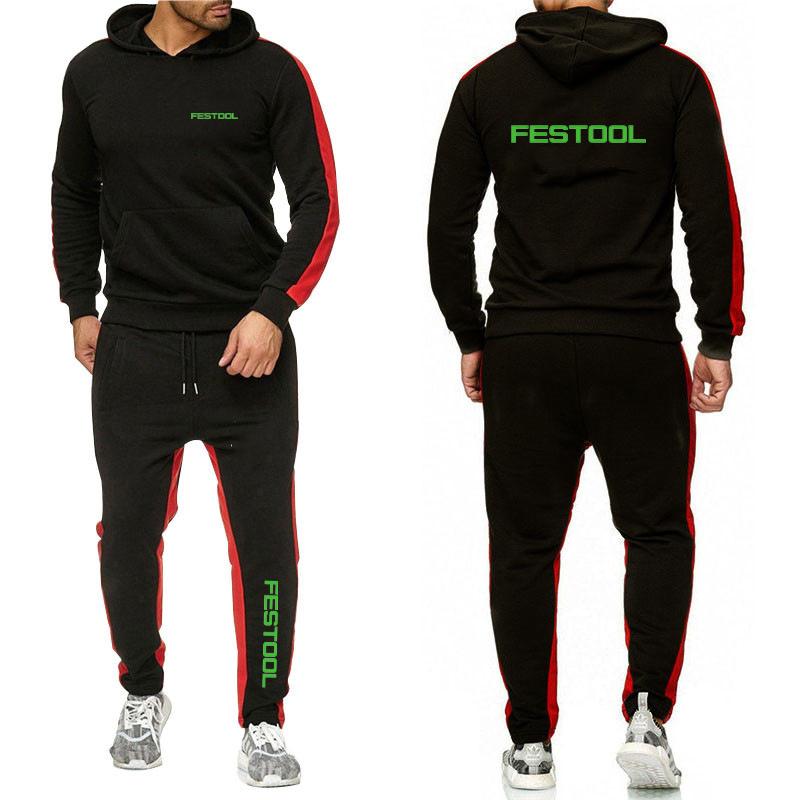 The 2 Pieces Sets Tracksuit Men Hooded Sweatshirt+Pants Pullover Custom Hoodie Sportwear Suit Casual Men's Tracksuits