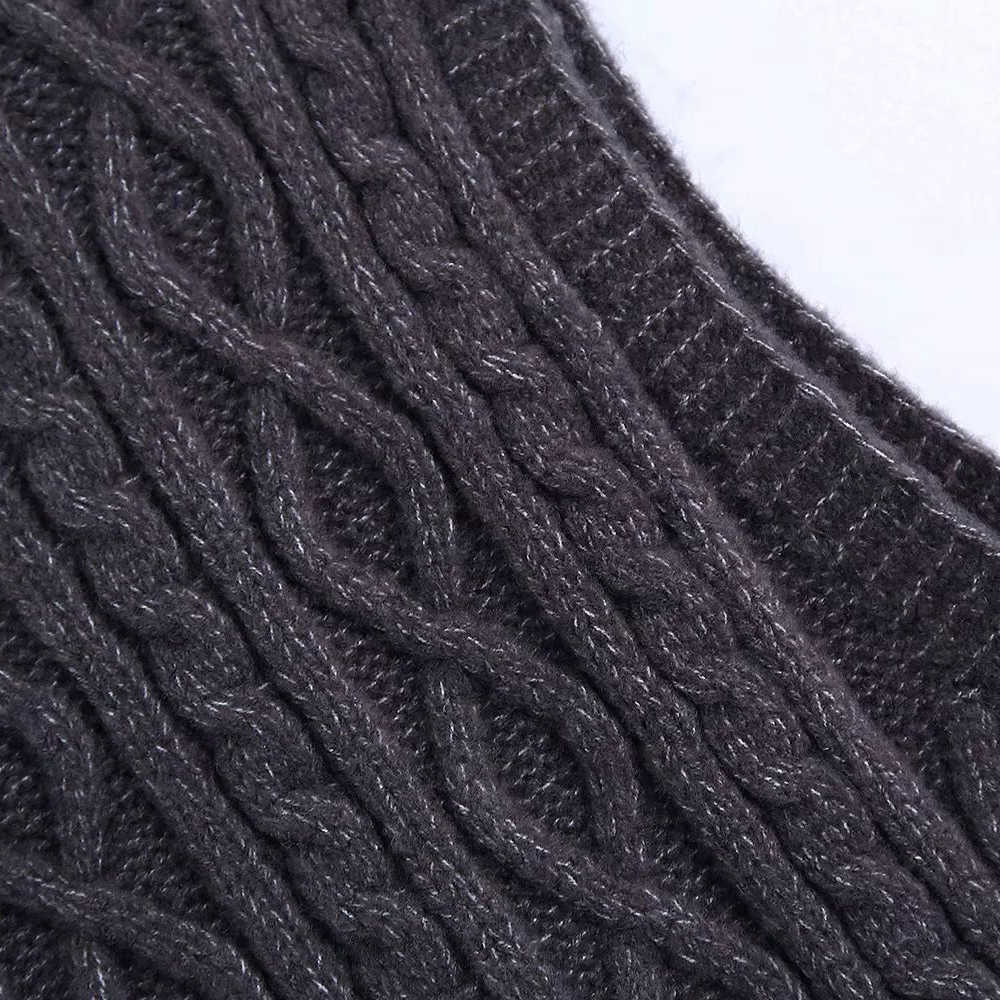Women Cable-Knit Sweater Vest V-Neck Warm Women Sweaters Casual Fashion Vintage Pullover Tops 210709