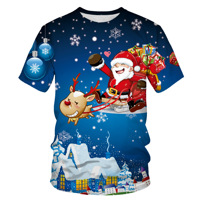 2021 Christmas 3D printing mens and womens T-shirt fashion Santa Claus short-sleeved shirt soft outdoor casual loose oversized, 1878
2021 Christmas 3D printing mens and womens T-shirt fashion Santa Claus short-sleeved shirt soft outdoor casual loose oversized, 1878