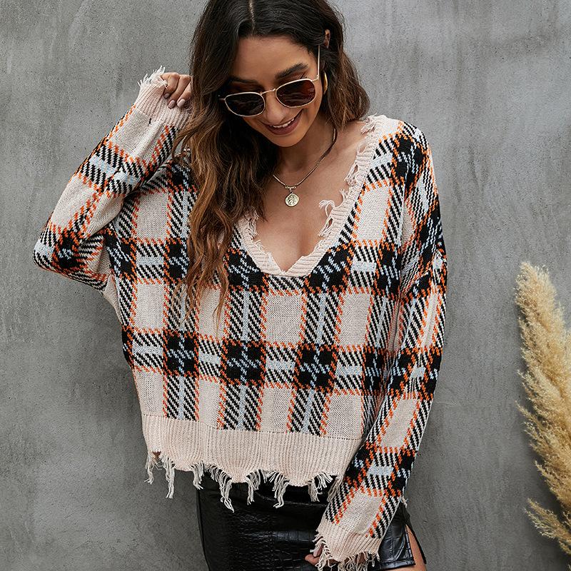 Women' Sweaters LUOYIYANG Casual Knitted Sweater Long Sleeve Loose Tops Fashion Plaid Holes Tassel V-neck For Women, Pink
Women' Sweaters LUOYIYANG Casual Knitted Sweater Long Sleeve Loose Tops Fashion Plaid Holes Tassel V-neck For Women, Pink