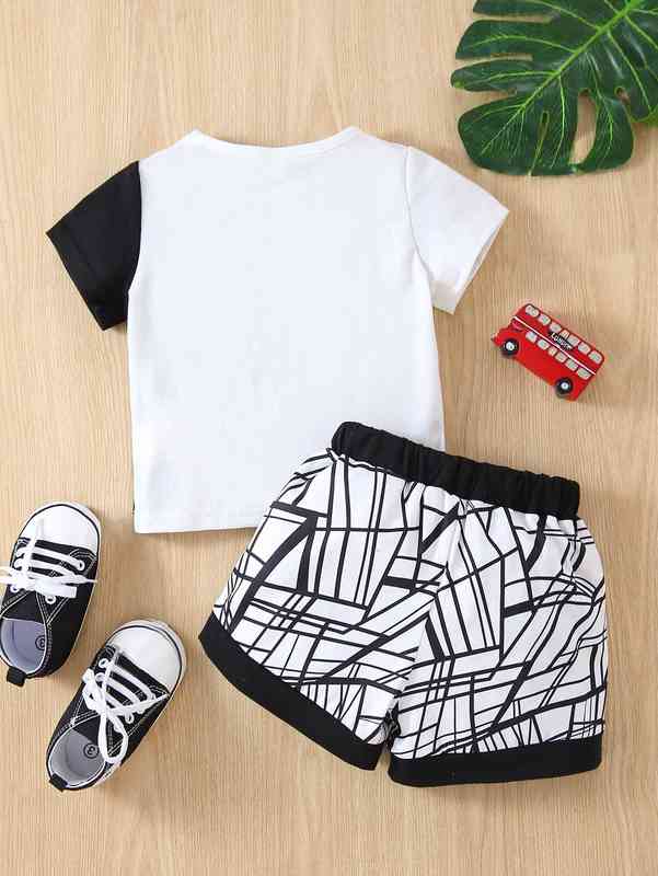 Baby Letter Graphic Tee With Shorts SHE