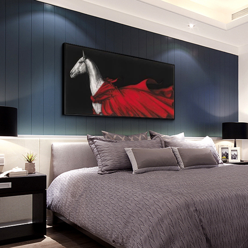 Modern Vintage Horse Painting Red Cloak Wall Picture For Living Room Nordic Abstract Poster Print Decorative Pictures Home Decor