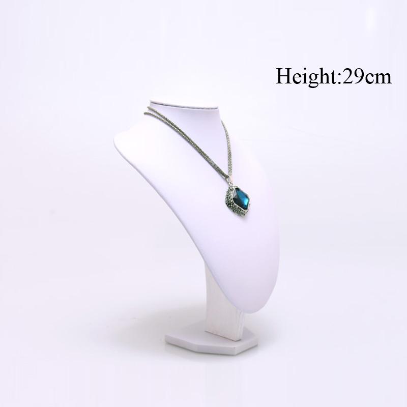 Jewelry Pouches, Bags Wrapped White PU Leather Display Necklaces Stand Pendants Holder Jewellery Organizer Bust Model Nice Show Rack For Sto