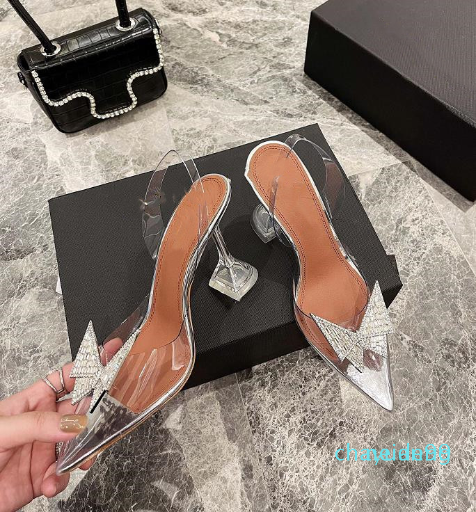 spring and summer butterfly PVC high-heeled shoes imported material Genuine leather soles 7-9cm size 34-40 woman 2021