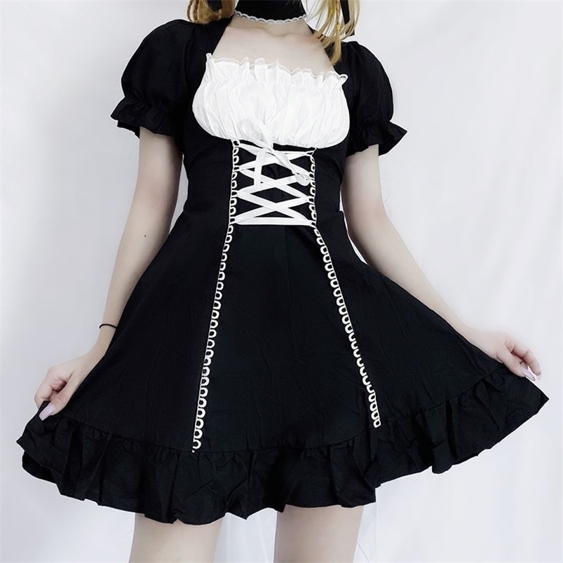 QWEEK Women's Maid Dress Kawaii Lolita Outfit French Milkmaid Costumes Cosplay Bandage Sexy Waitress Puff Sleeve Uniform 210701, Black
QWEEK Women's Maid Dress Kawaii Lolita Outfit French Milkmaid Costumes Cosplay Bandage Sexy Waitress Puff Sleeve Uniform 210701, Black