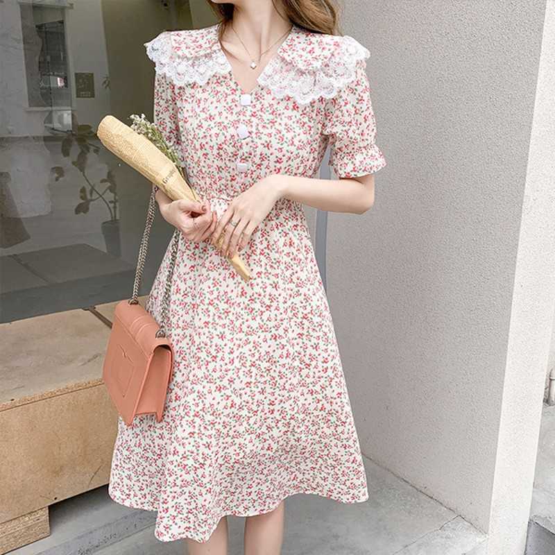 Vintage Women Summer Sweet Floral Lace Peter Pan Collar Chiffon Dress Vestido Fashion Boho Holiday A-line Casual Robe 210526, Pink
Vintage Women Summer Sweet Floral Lace Peter Pan Collar Chiffon Dress Vestido Fashion Boho Holiday A-line Casual Robe 210526, Pink