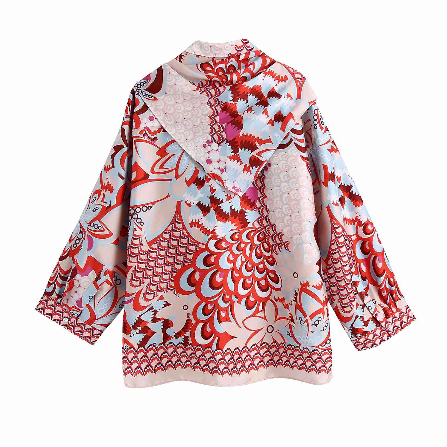 Lapel Printed Ethnic Style Long-sleeved Single-breasted Chic Female Shirt Harajuku Sweet Draping Women's Tops 210507