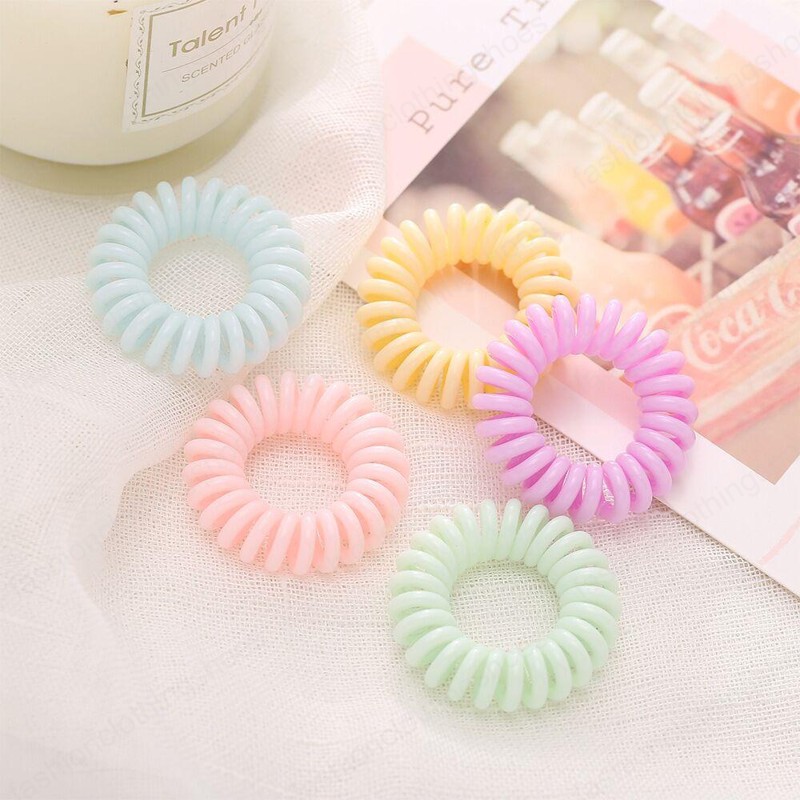 Telephone Wire hairband candy color Ponytail Holder Elastic Phone Cord Line hair tie accessories kid gift
