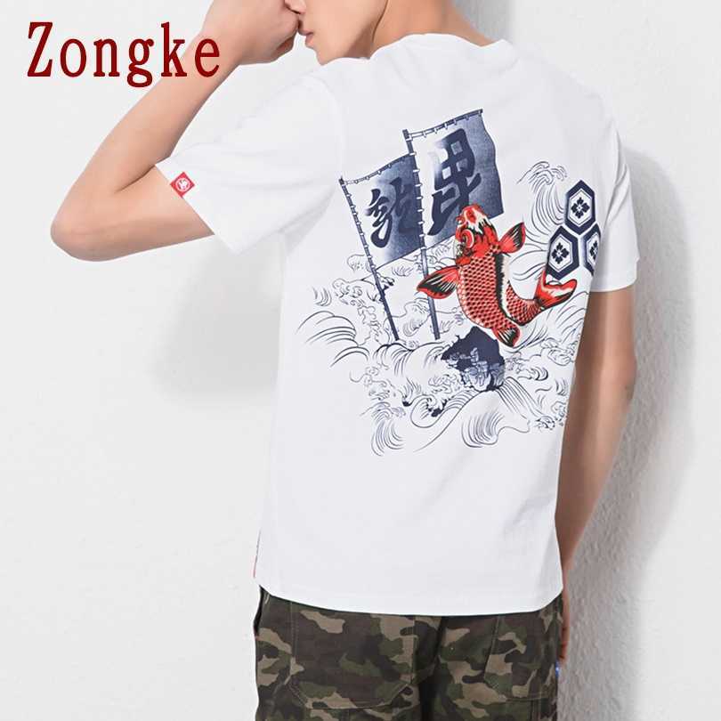 Zongke Japanese Print Short Sleeve T Shirt Men tshirt Male Summer Cotton Tee Shirt Casual Tops Fashion M-5XL Clothing 210623