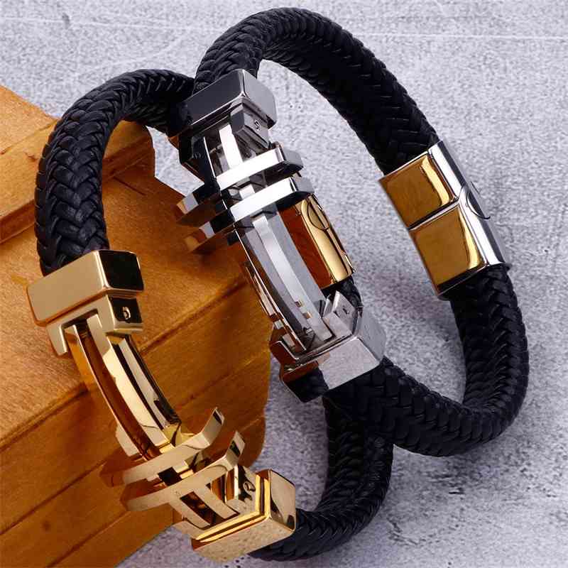 11MM Braided Genuine Leather Bracelet Gold Stainless Steel s Charm Bracelets 2020 Handmade Male Jewelry Wrist Band Men
11MM Braided Genuine Leather Bracelet Gold Stainless Steel s Charm Bracelets 2020 Handmade Male Jewelry Wrist Band Men
