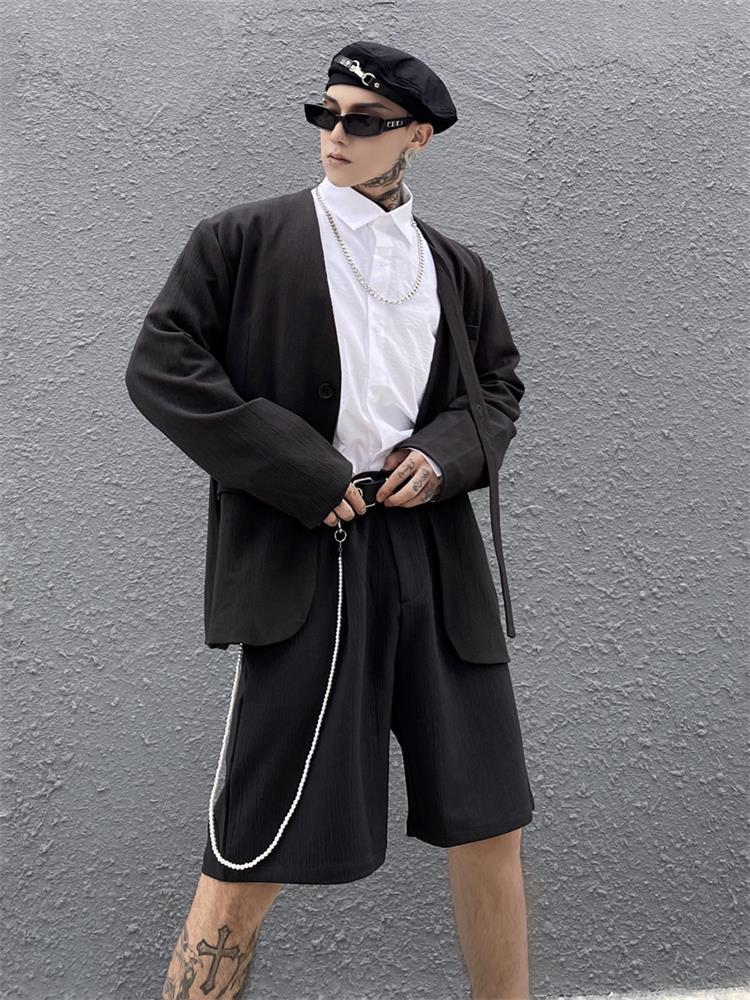 Yamamoto Wind Dark Suit Summer Men's INS Handsome Casual Shorts Loose Version Tracksuits