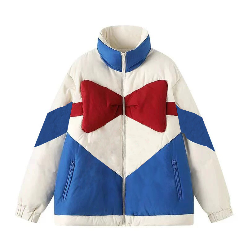 Winter Womens Down Jacket Loose and Thick Warm Bow Print Coat Zip Pocket Trim Fashion Street Style, Black
Winter Womens Down Jacket Loose and Thick Warm Bow Print Coat Zip Pocket Trim Fashion Street Style, Black