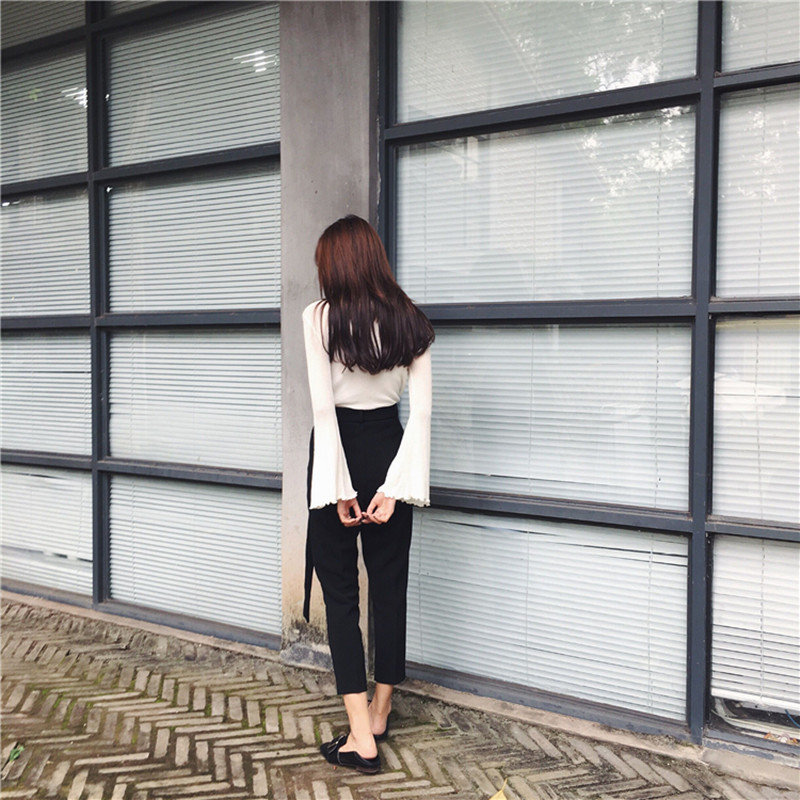 OL Elegant High Waist Harem Pants Women Spring Autumn Solid Work Casual Loose Suit Female Black Trousers 210421