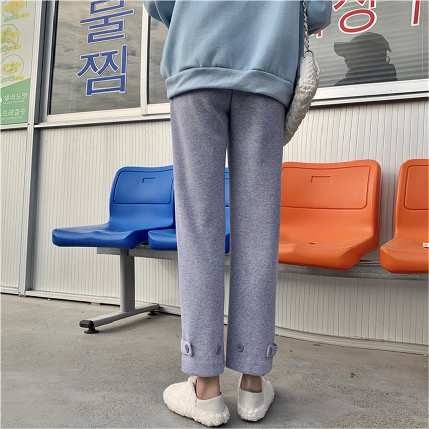 OL Elegant Sweatpants Women Solid Plus Velvet Thick Casual Sportswear Loose-fitting Harem Pants Female Trousers 210421