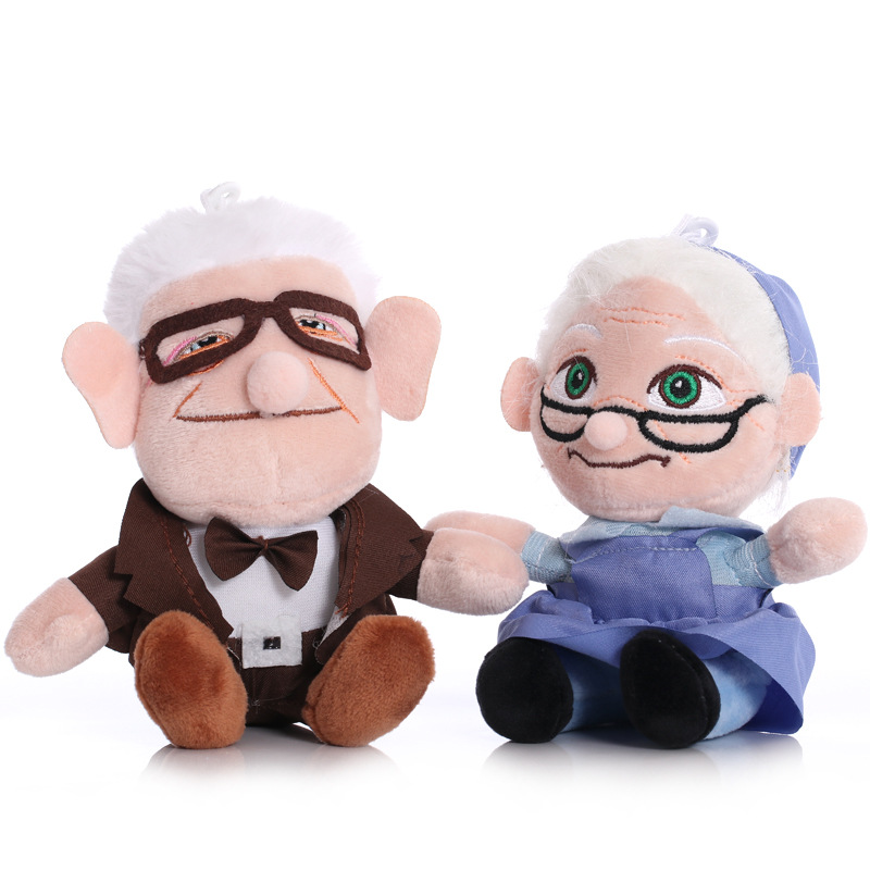 

creative grandpa grandma plush toy cartoon fly hous old man old lady birthday gift toy doll, Brown