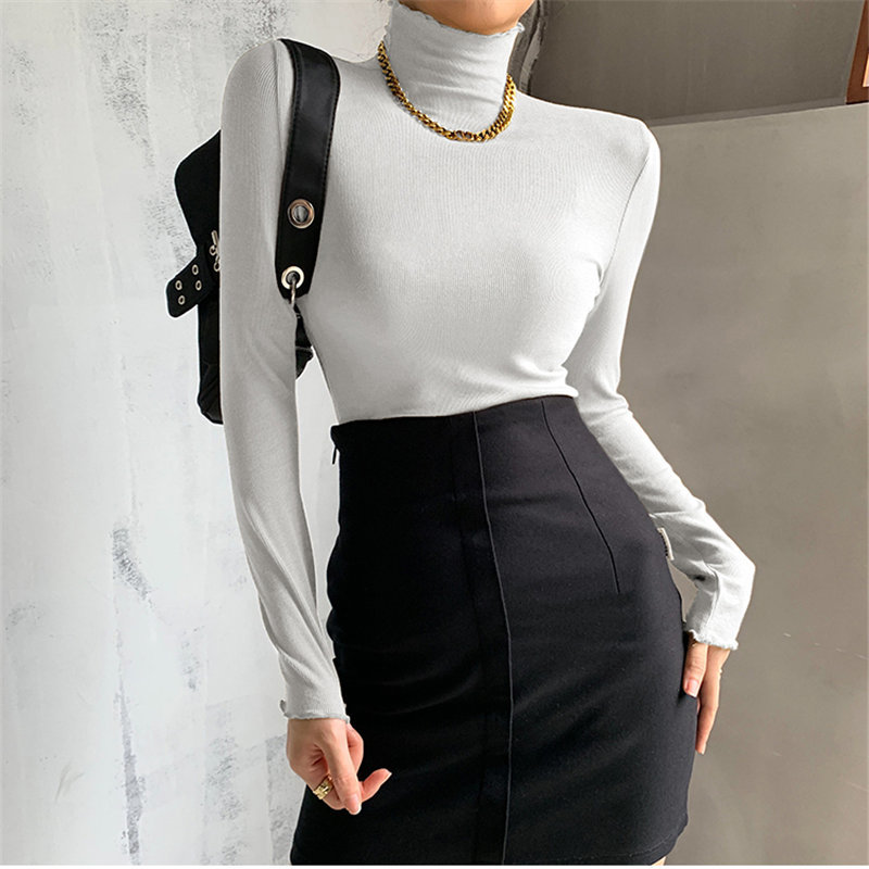 Fashion Women Arrival Shirt Solid Warm Thicken Large Size Casual Basic Korea Brief Minimalist Tops T-shirt 210421
