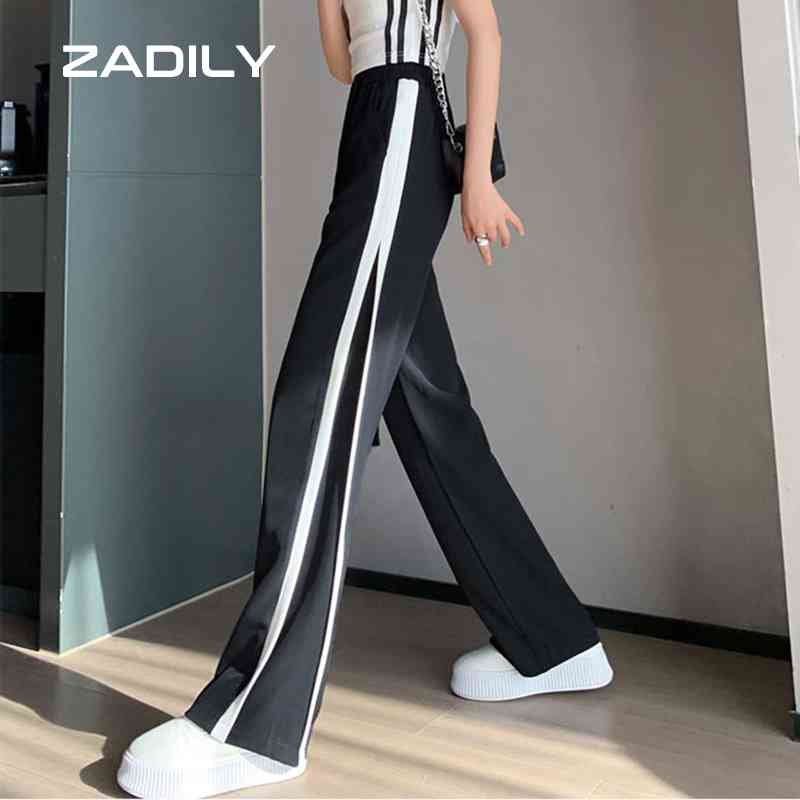 ZADILY Y2K Korea Style High Waist Loose Women Long Straight Sweatpants Ladies Stripe Pants Summer Fashion Female Trousers 210521
ZADILY Y2K Korea Style High Waist Loose Women Long Straight Sweatpants Ladies Stripe Pants Summer Fashion Female Trousers 210521