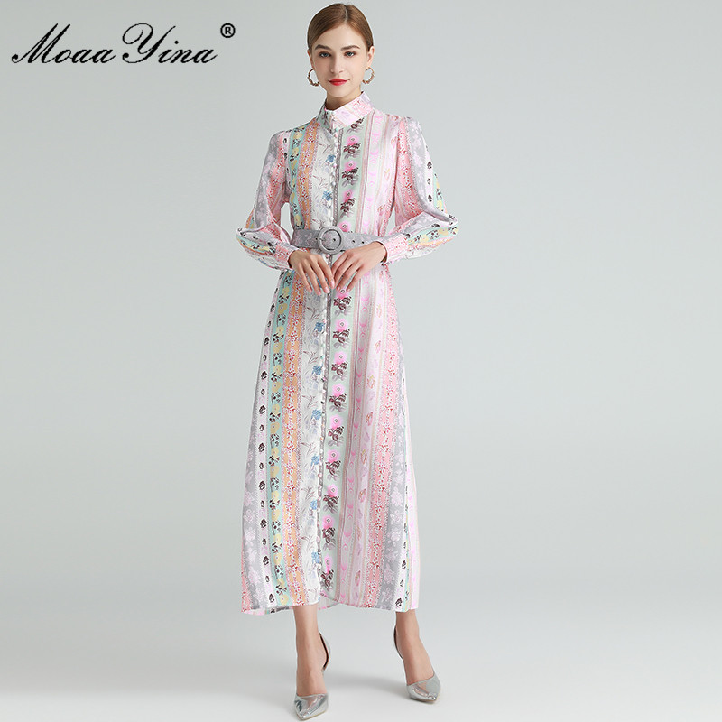 Fashion Designer dress Spring Autumn Women's Dress Lantern Sleeve Stripe Floral-Print Belt Elegant Bohemia Dresses 210524, Multi
Fashion Designer dress Spring Autumn Women's Dress Lantern Sleeve Stripe Floral-Print Belt Elegant Bohemia Dresses 210524, Multi