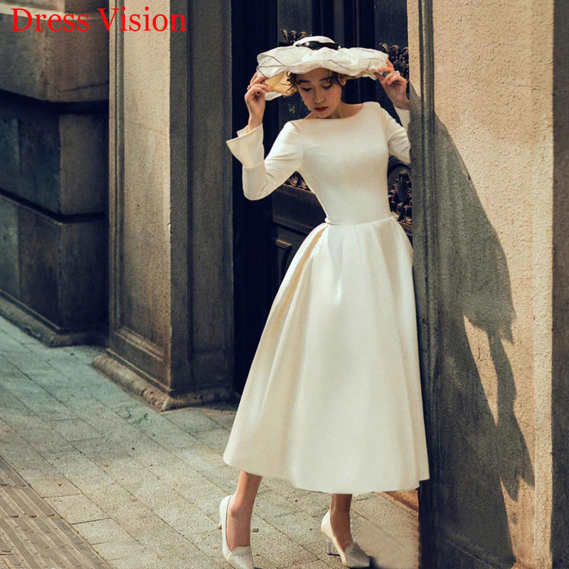 2021 Simple Satin Wedding Dress O-neck Backless Vestido De Noiva suknia lubna Robe De Mariage, White
2021 Simple Satin Wedding Dress O-neck Backless Vestido De Noiva suknia lubna Robe De Mariage, White