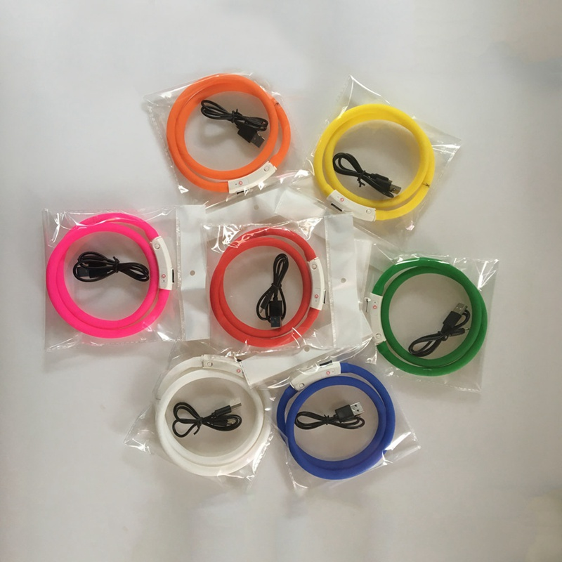 LED Glowing Dog USB Charging Sparkle Pet Collar Night Luminous Dogs Collars Rechargeable Nights Safety Flashing Necklace 8 Color Wholesale B30