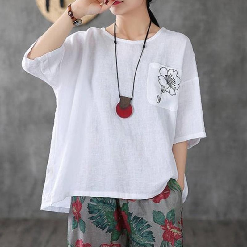 Women's T-Shirt T Shirt Women Flower Embroidered Round Neck Retro Short Sleeved Loose Casual Half Sleeve Top 2021 Fashion Wild, Green
Women's T-Shirt T Shirt Women Flower Embroidered Round Neck Retro Short Sleeved Loose Casual Half Sleeve Top 2021 Fashion Wild, Green