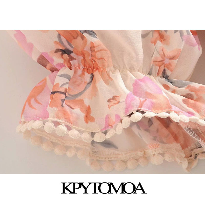 Women Chic Fashion Floral Print Ruffled Mini Dress Short Sleeves With Lining Female Dresses Vestidos Mujer 210420