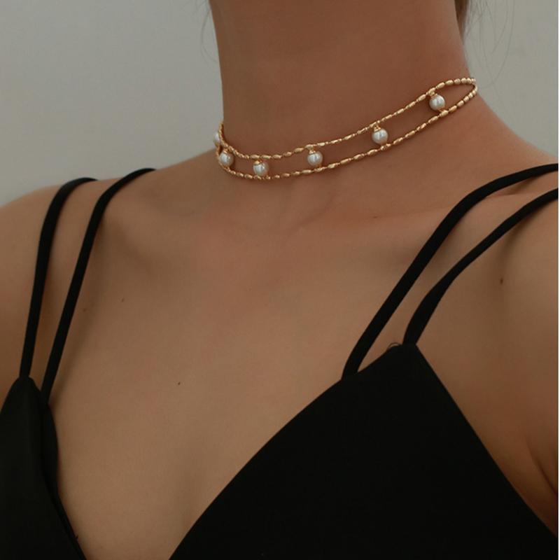 Chokers WTLTC French Double Layered Charms Necklaces For Women Hollow Mini Tiny Beaded Link Necklace Real Pearls Dotted Choker
Chokers WTLTC French Double Layered Charms Necklaces For Women Hollow Mini Tiny Beaded Link Necklace Real Pearls Dotted Choker
